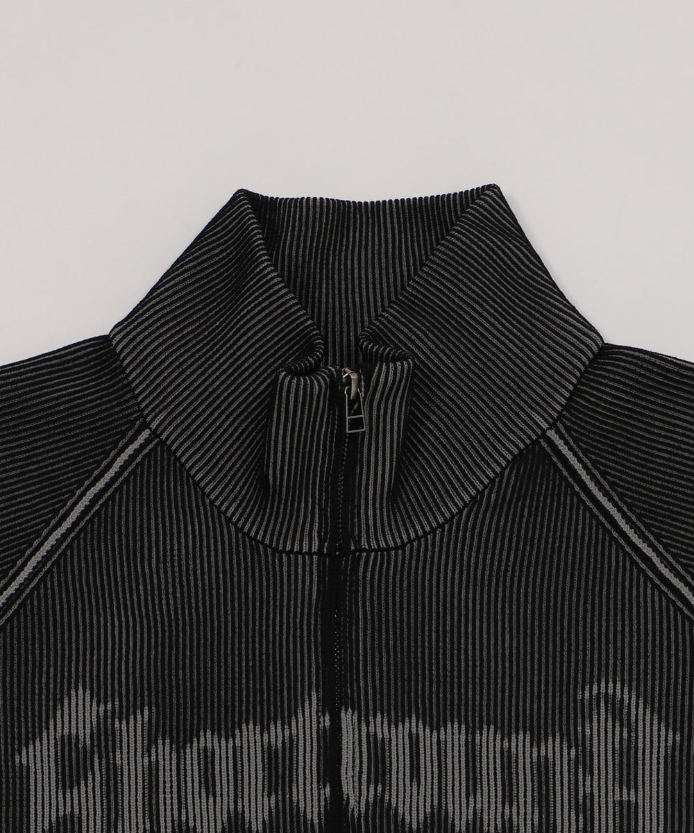 ショートグラフィックニットブルゾン