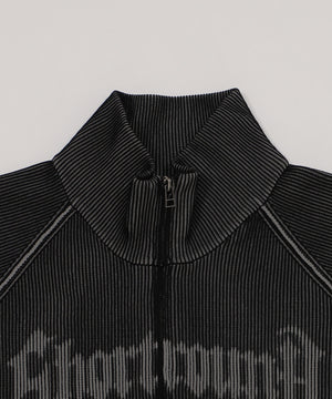 ショートグラフィックニットブルゾン