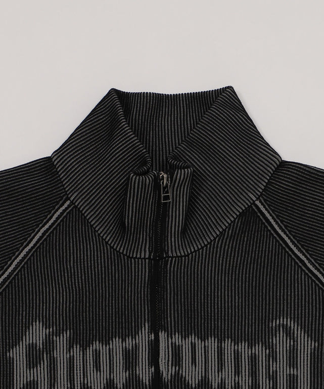 ショートグラフィックニットブルゾン