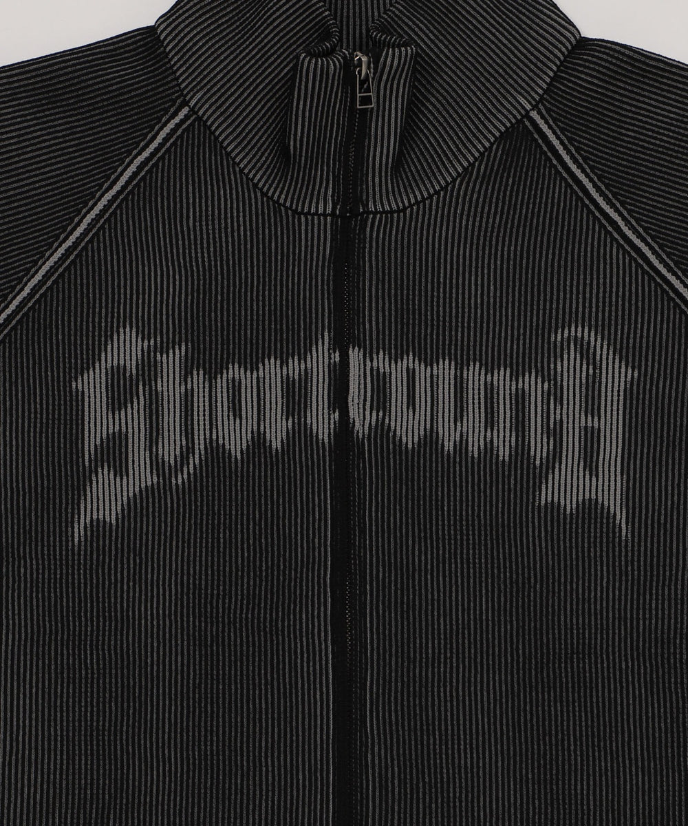 ショートグラフィックニットブルゾン