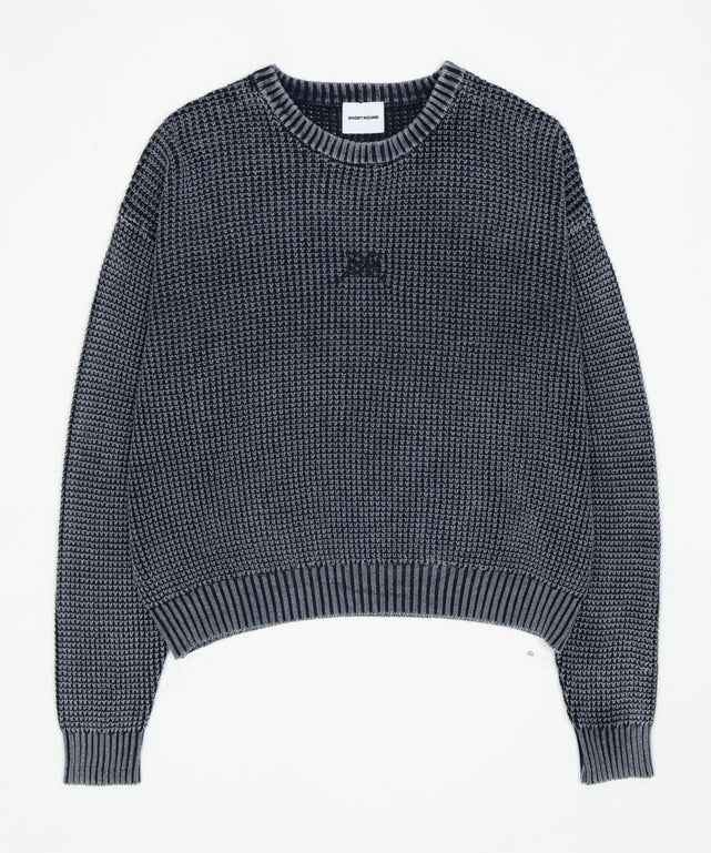 コンパクトフィットワッフルニットプルオーバー/ネイビー