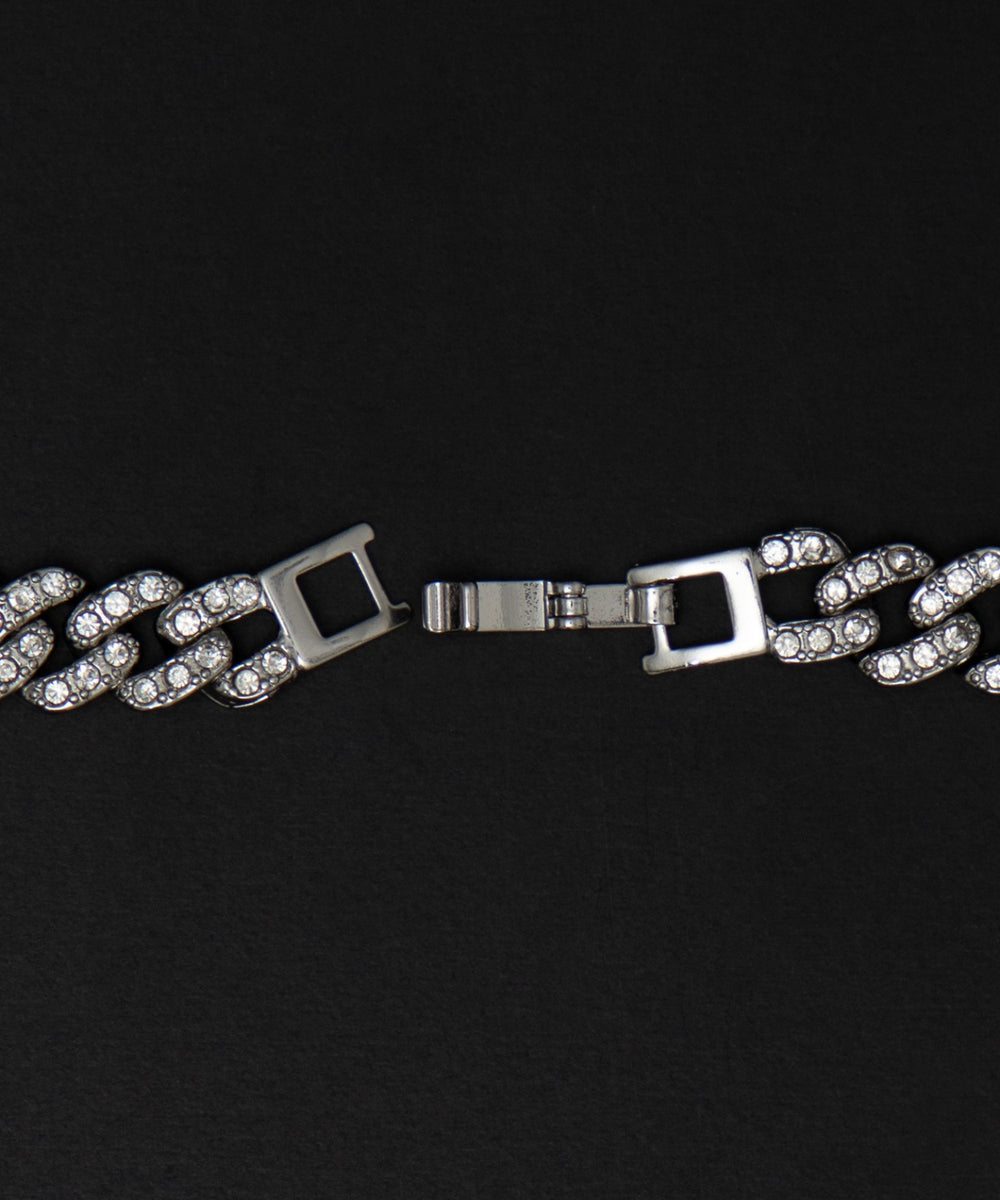 Mモチーフラインストーンネックレス