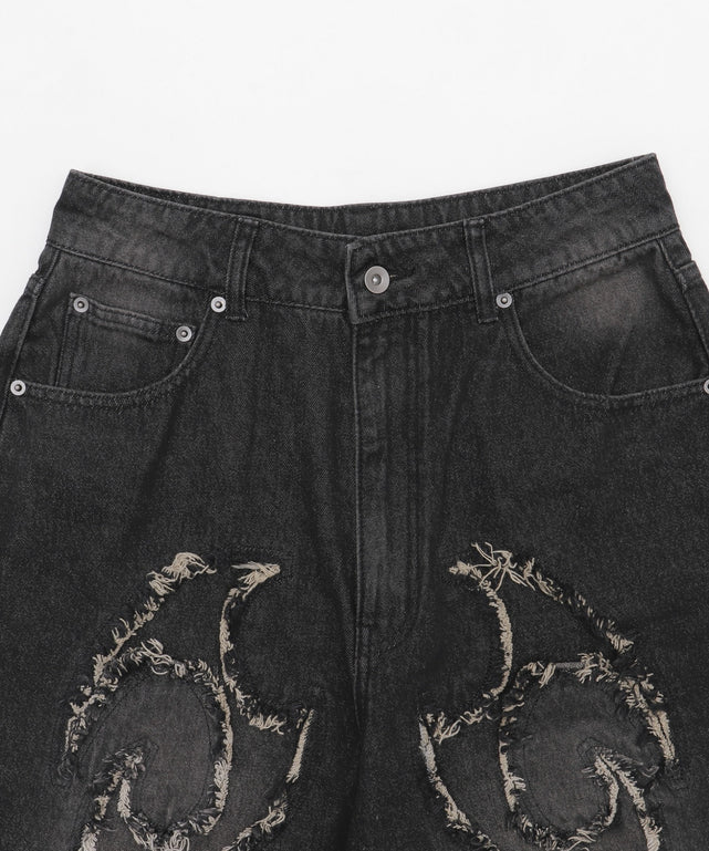 スーパーバギーフリンジデニムショーツ