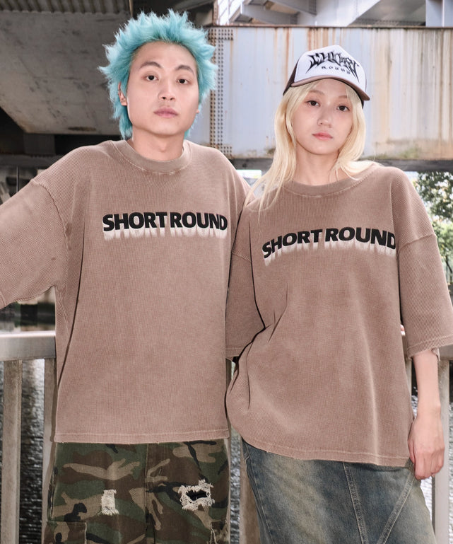 ブリーチワッフルダメージグラフィックT（SS）/ブラウン