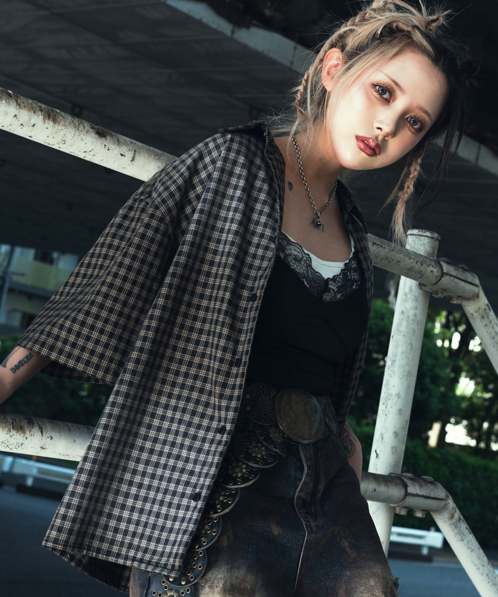 ブラックチェック1 モデル：153cm M着用