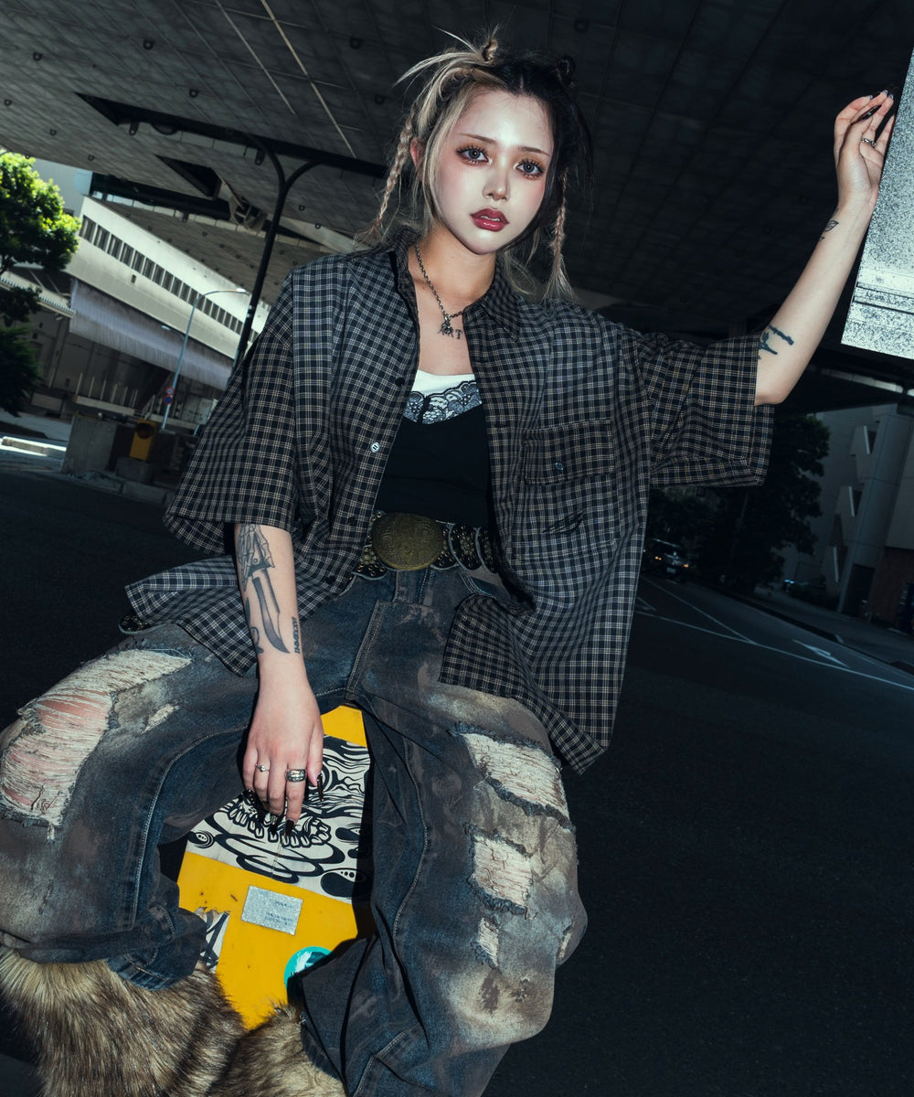 ブラックチェック1 モデル：153cm M着用