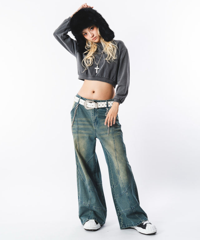 デニム中濃加工 モデル：172cm L着用