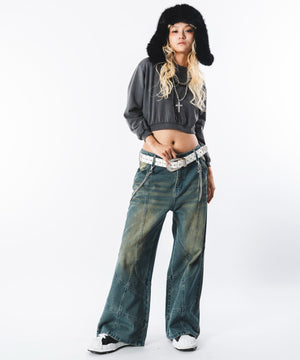 デニム中濃加工 モデル：172cm L着用