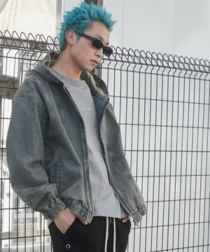 デニム淡加工 モデル：178cm F着用