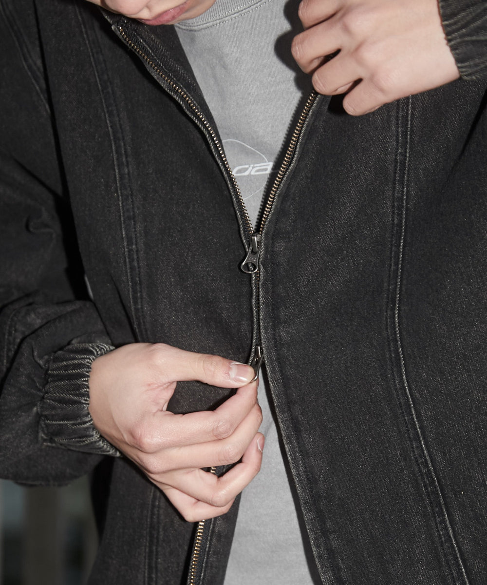 スウィッチングデニムフードブルゾン