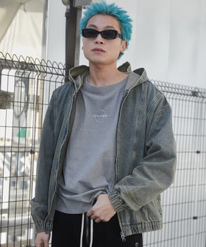 デニム淡加工 モデル：178cm F着用