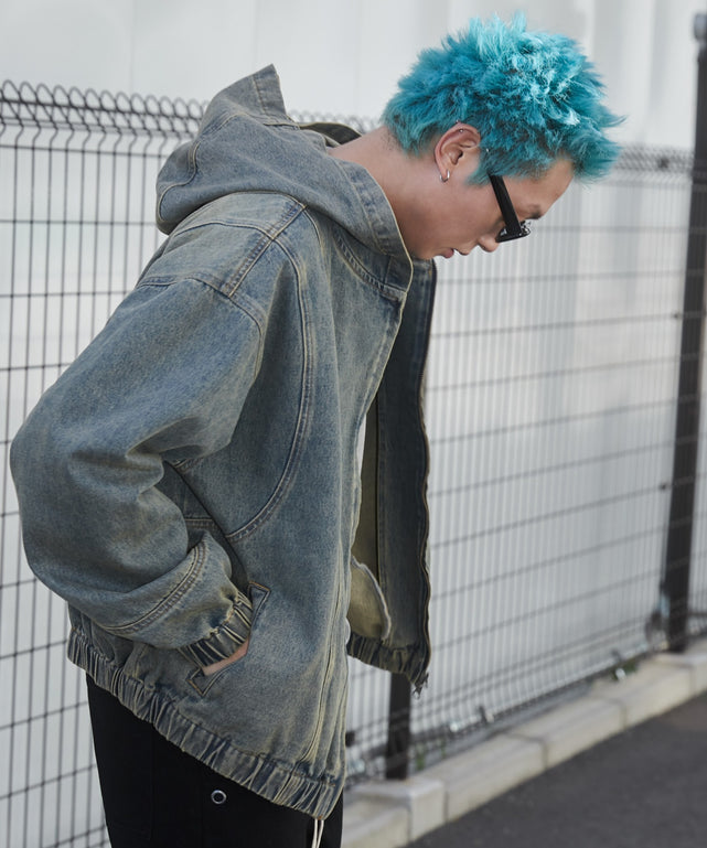 デニム淡加工 モデル：178cm F着用