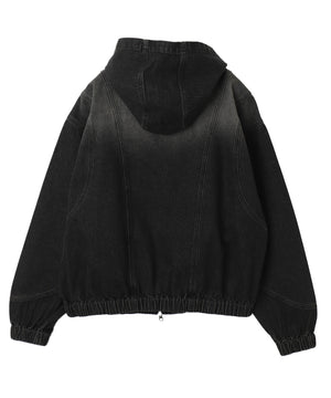 スウィッチングデニムフードブルゾン