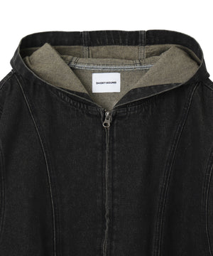 スウィッチングデニムフードブルゾン