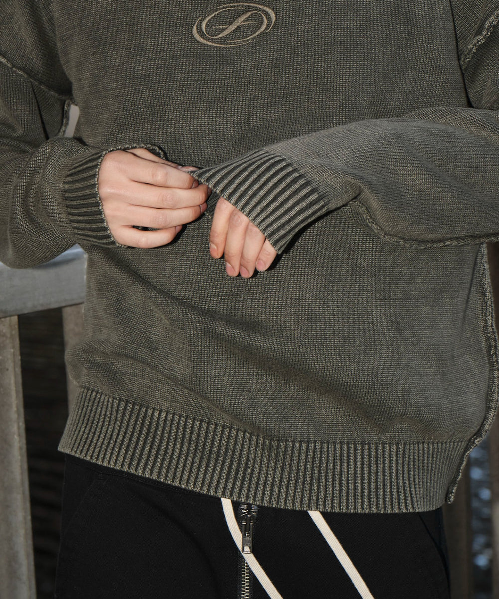 ピグメントロゴニットプルオーバー