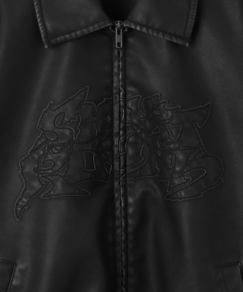 合皮ダメージアップリケブルゾン