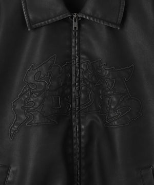 合皮ダメージアップリケブルゾン