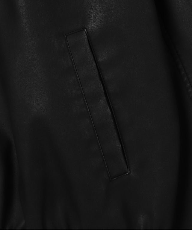 合皮ダメージアップリケブルゾン