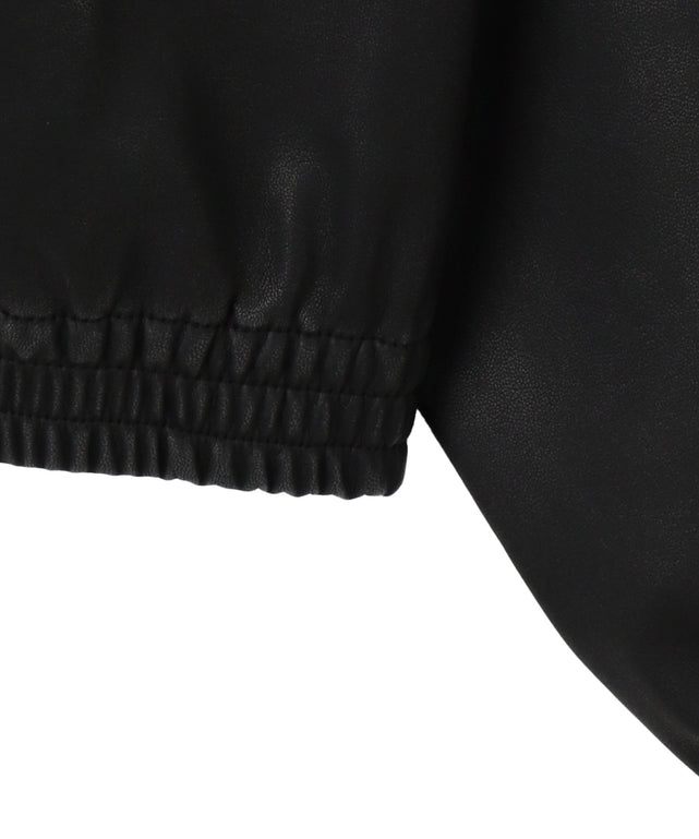 合皮ダメージアップリケブルゾン