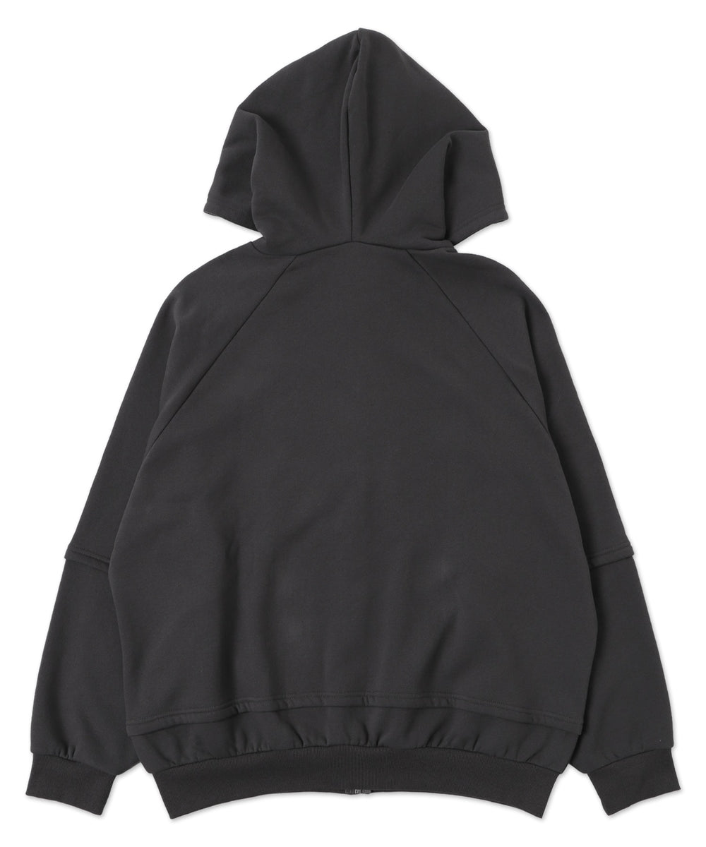 ダメージアップリケレイヤードZIPパーカー