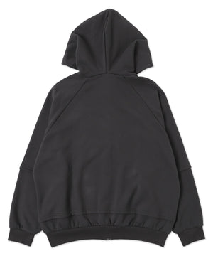 ダメージアップリケレイヤードZIPパーカー