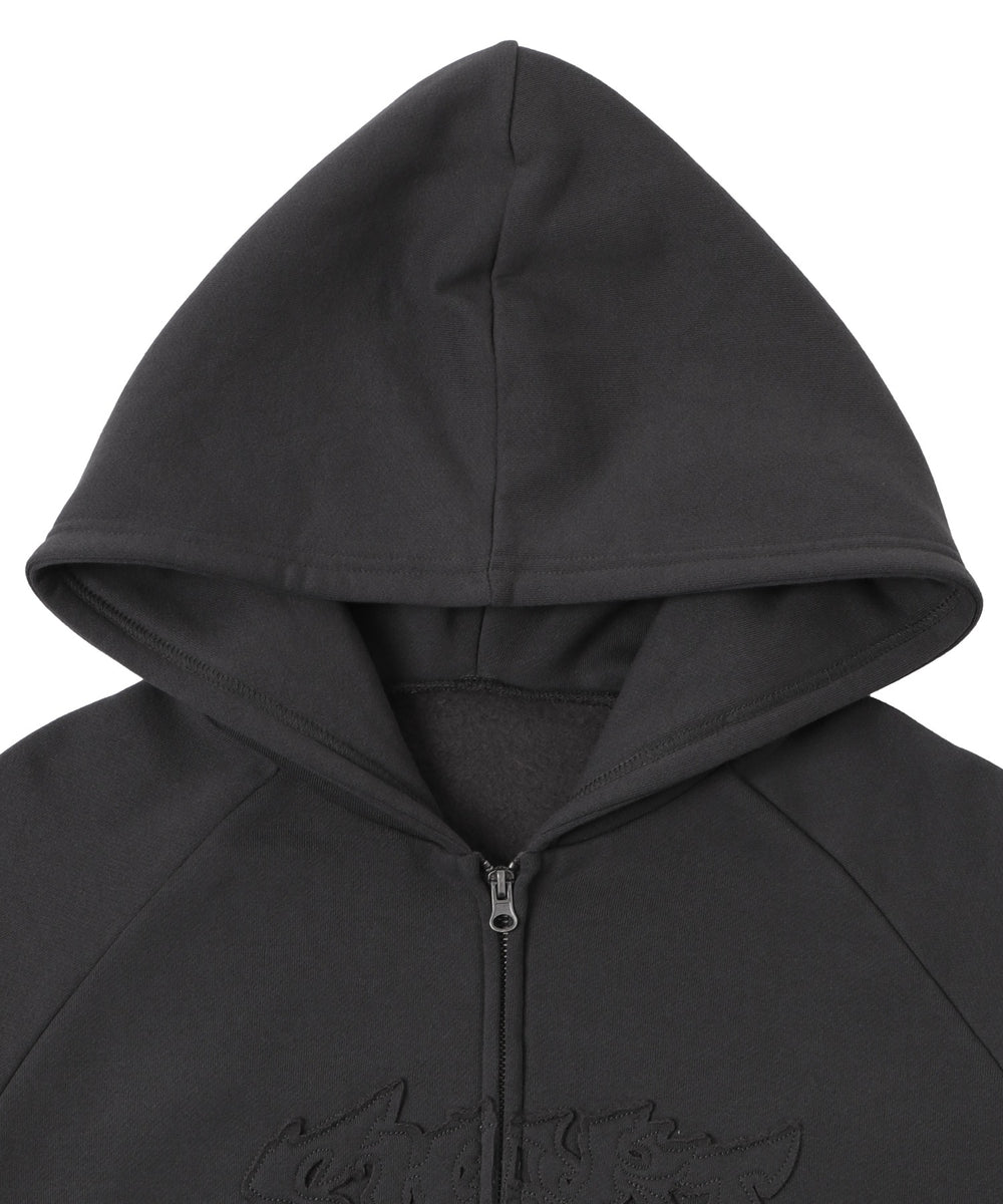 ダメージアップリケレイヤードZIPパーカー