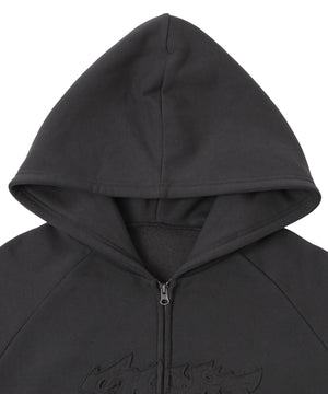 ダメージアップリケレイヤードZIPパーカー