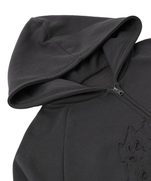 ダメージアップリケレイヤードZIPパーカー