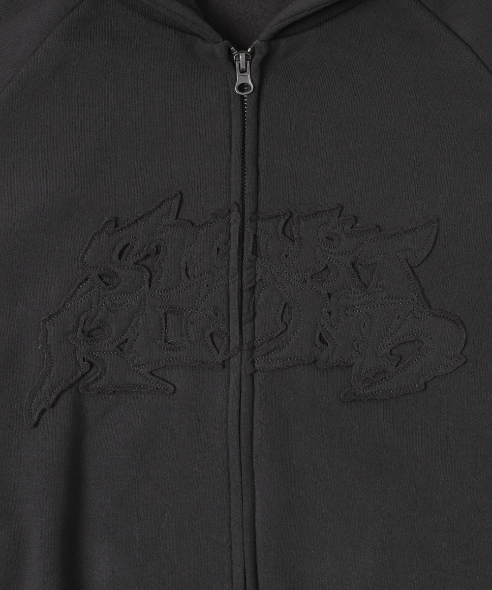 ダメージアップリケレイヤードZIPパーカー