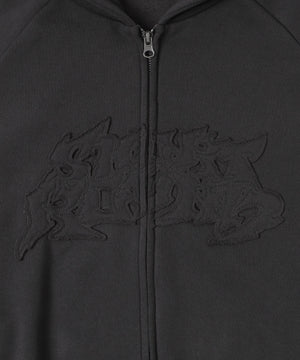 ダメージアップリケレイヤードZIPパーカー