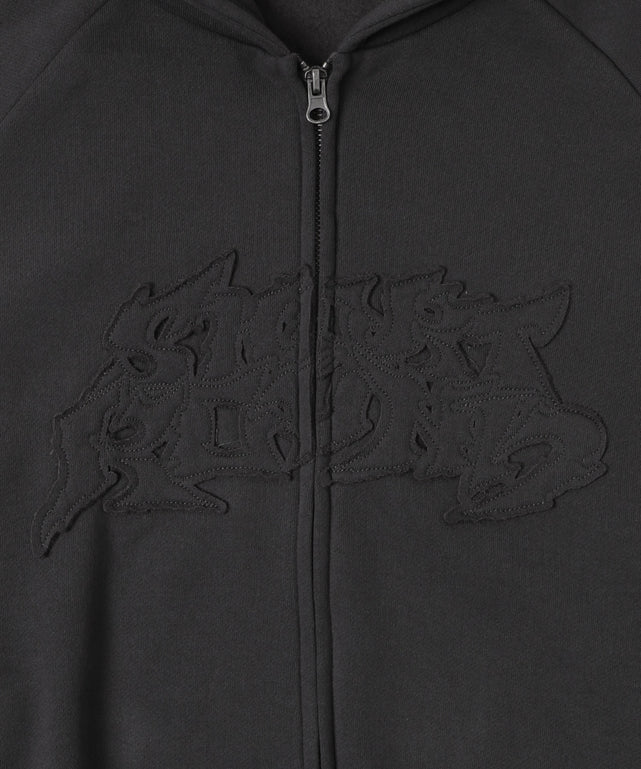 ダメージアップリケレイヤードZIPパーカー