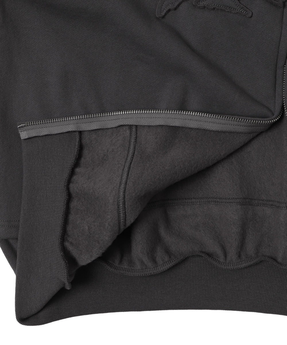 ダメージアップリケレイヤードZIPパーカー