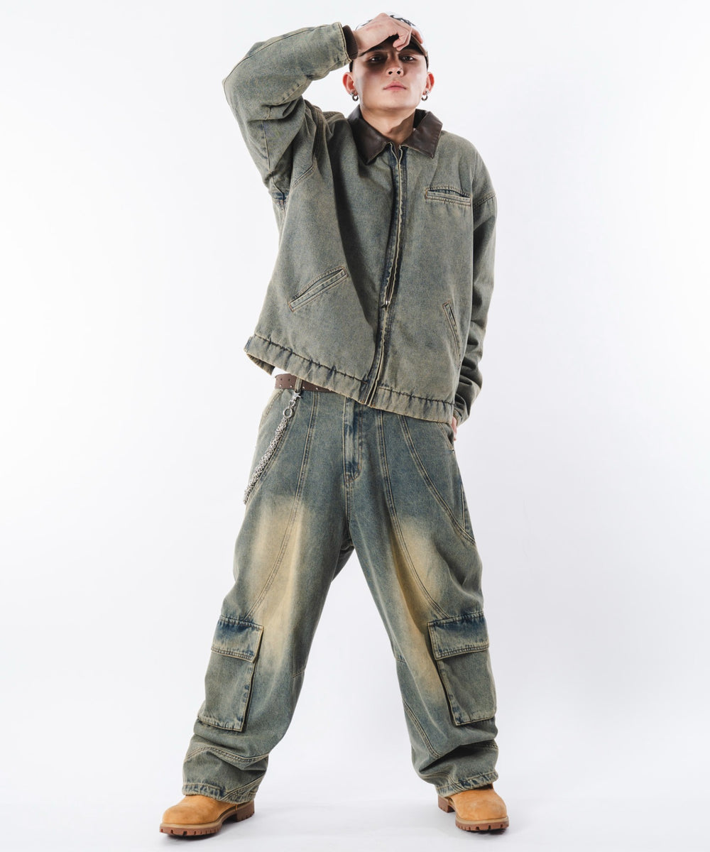 デニム淡加工 モデル：180cm L着用