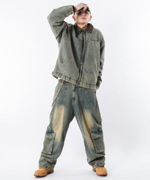 デニム淡加工 モデル：180cm L着用