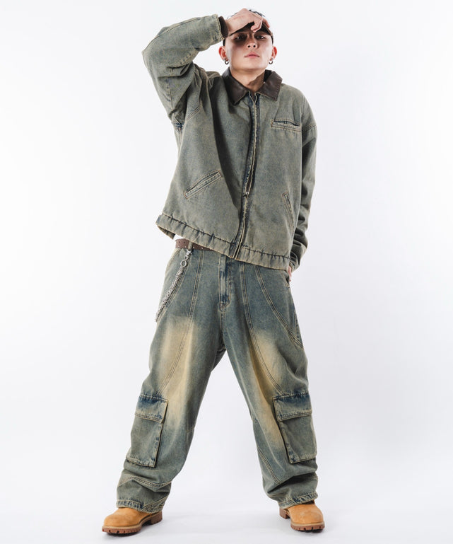 デニム淡加工 モデル：180cm L着用