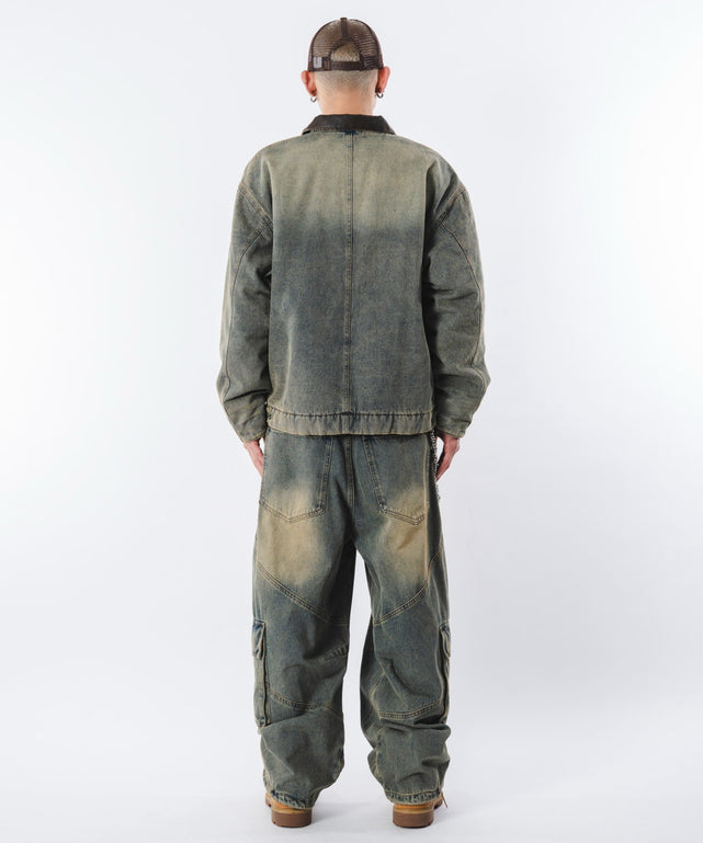 デニム淡加工 モデル：180cm L着用