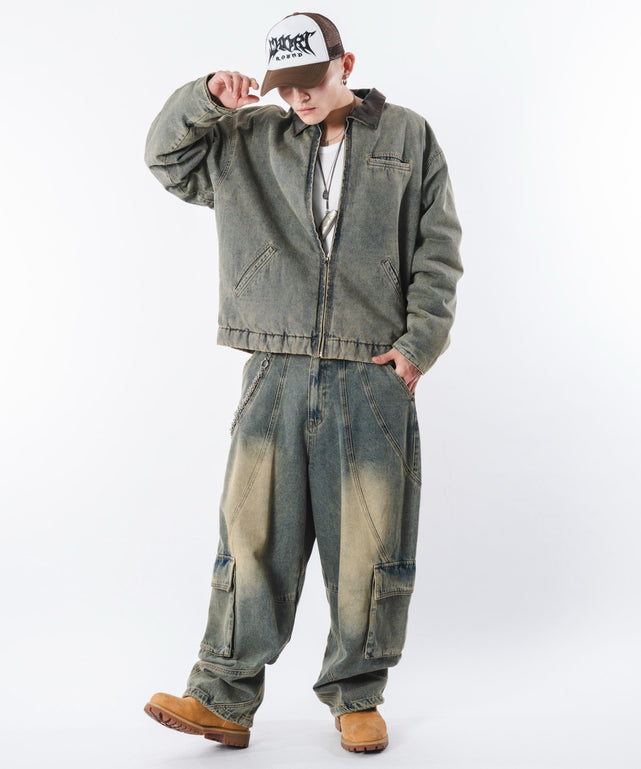 デニム淡加工 モデル：180cm L着用