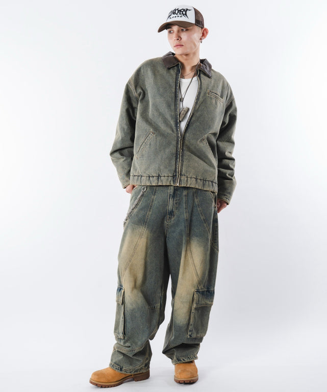 デニム淡加工 モデル：180cm L着用