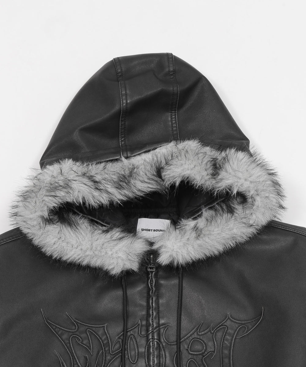 PUファーフードパファーブルゾン