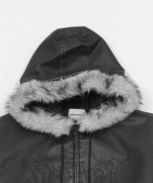 PUファーフードパファーブルゾン