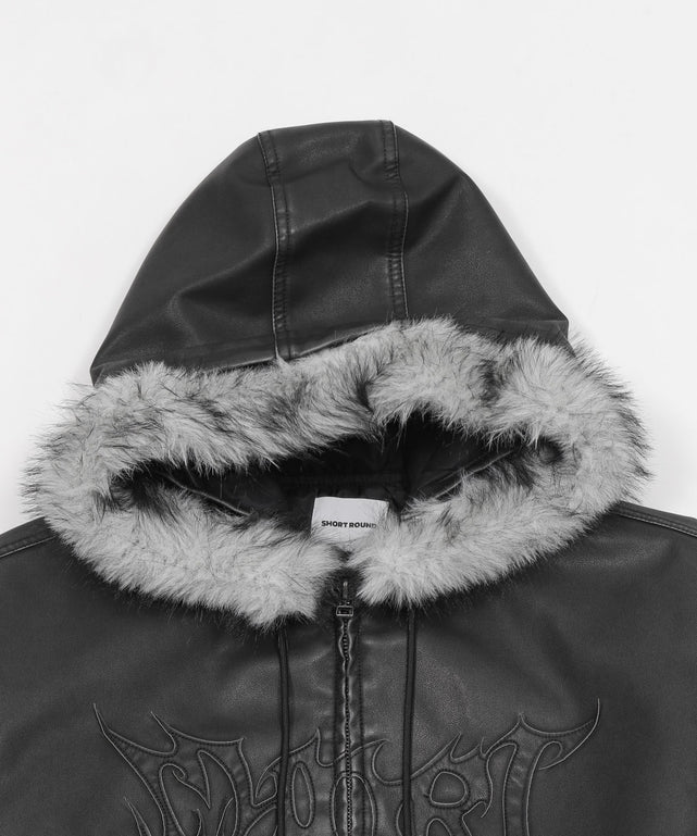 PUファーフードパファーブルゾン