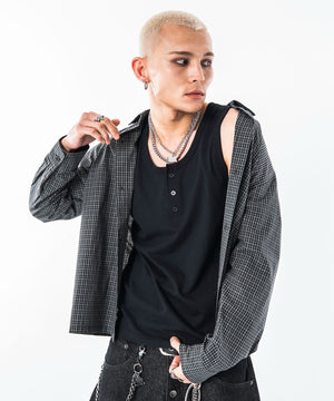 ブラックチェック　モデル：180㎝　L着用