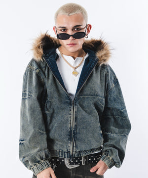 デニム淡加工 モデル：180cm L着用