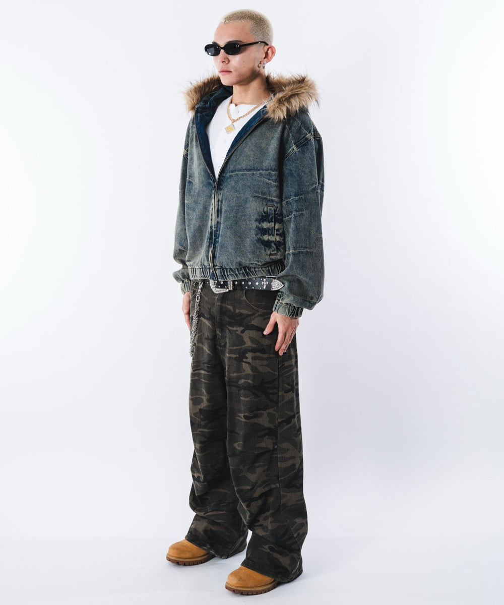 デニム淡加工 モデル：180cm L着用