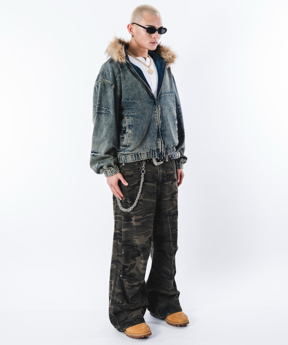 デニム淡加工 モデル：180cm L着用