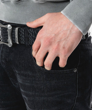 シャーリングフレアデニムスキニーパンツ