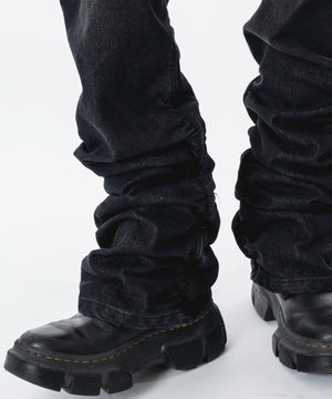 シャーリングフレアデニムスキニーパンツ