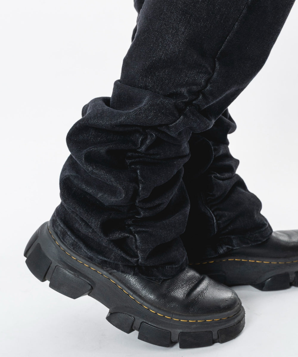 シャーリングフレアデニムスキニーパンツ