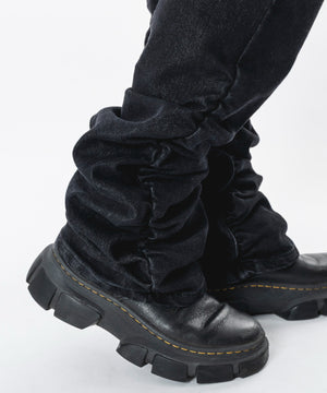 シャーリングフレアデニムスキニーパンツ