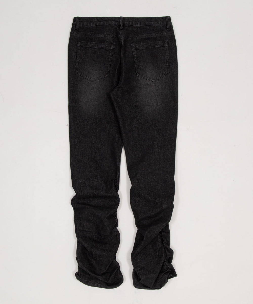 シャーリングフレアデニムスキニーパンツ